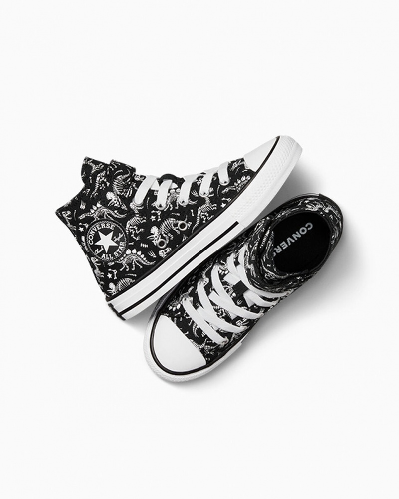 Converse Chuck Taylor All Star Easy-On Dinos Sort Hvide Hvide | 28301DOMJ