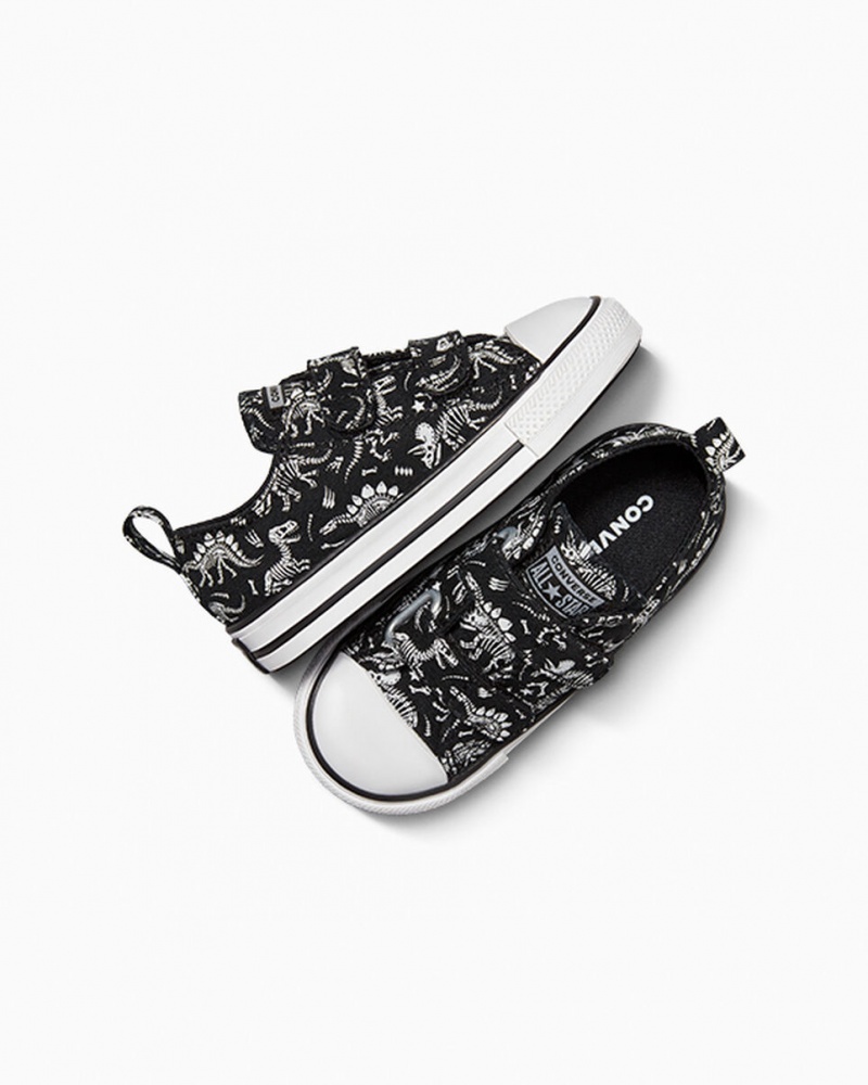 Converse Chuck Taylor All Star Easy-On Dinos Sort Hvide Hvide | 54123EYSK