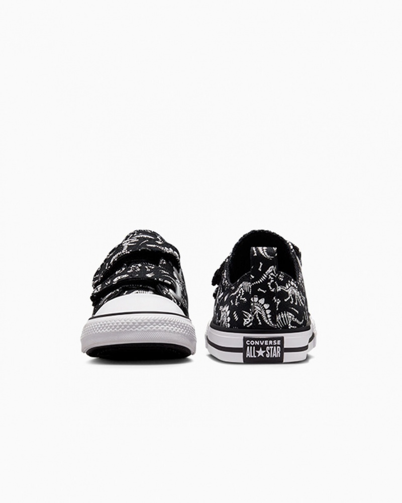 Converse Chuck Taylor All Star Easy-On Dinos Sort Hvide Hvide | 54123EYSK