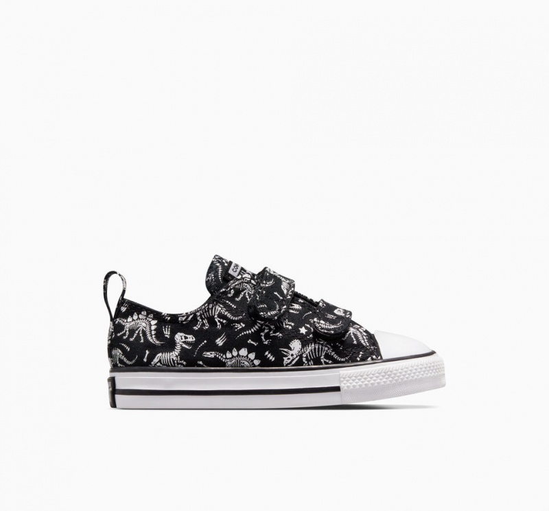 Converse Chuck Taylor All Star Easy-On Dinos Sort Hvide Hvide | 54123EYSK