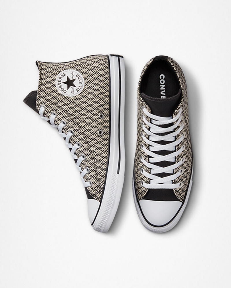 Converse Chuck Taylor All Star Herringbone Sort Hvide | 72316TZQO