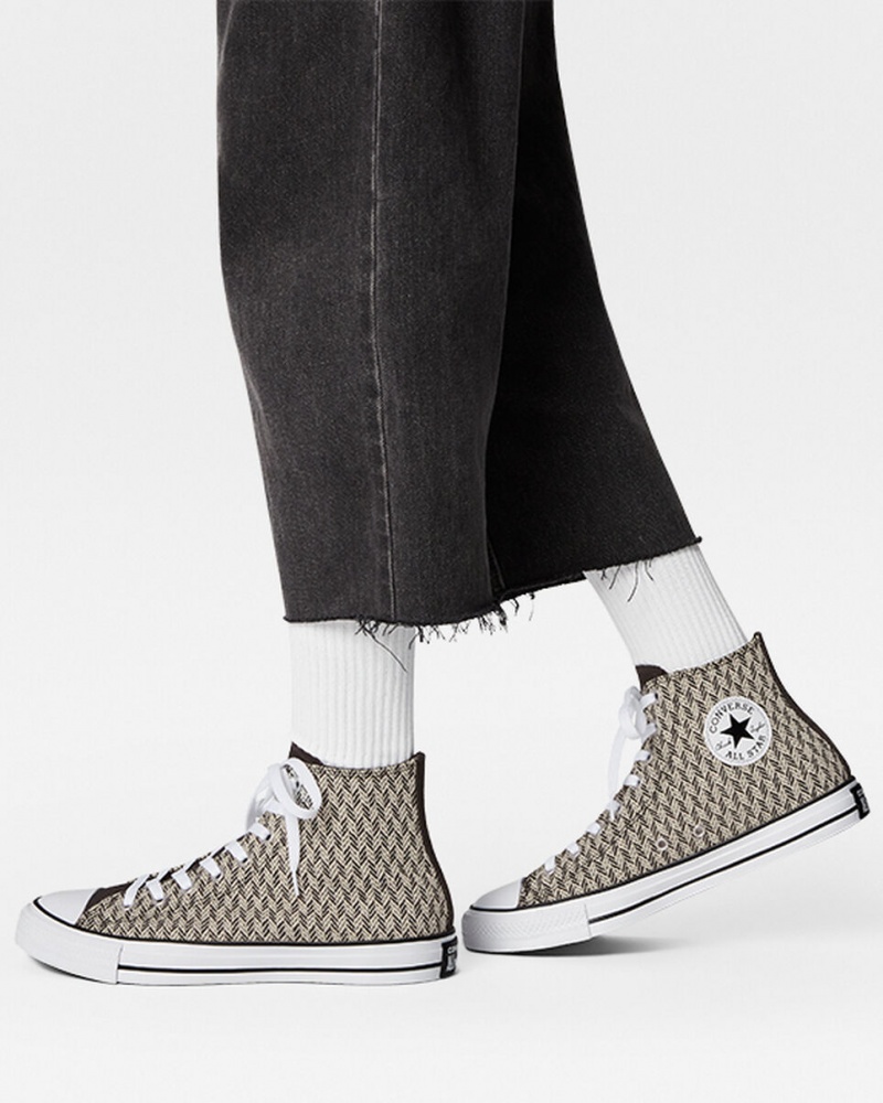 Converse Chuck Taylor All Star Herringbone Sort Hvide | 72316TZQO