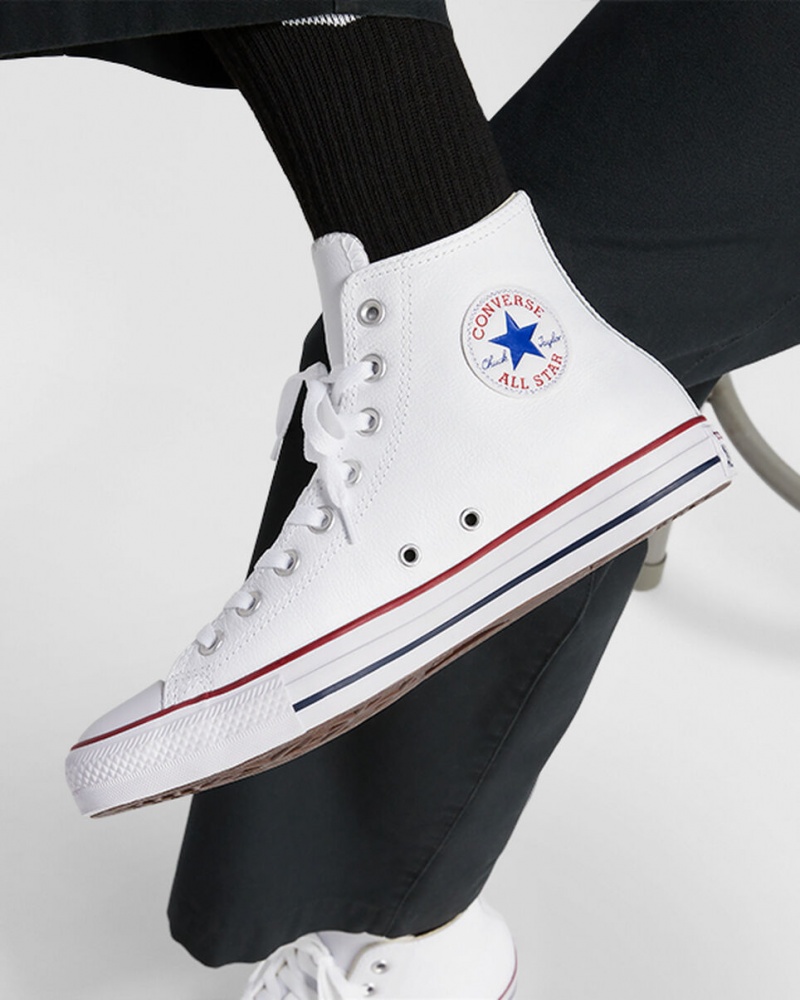 Converse Chuck Taylor All Star Læder Hvide | 96018LUNH