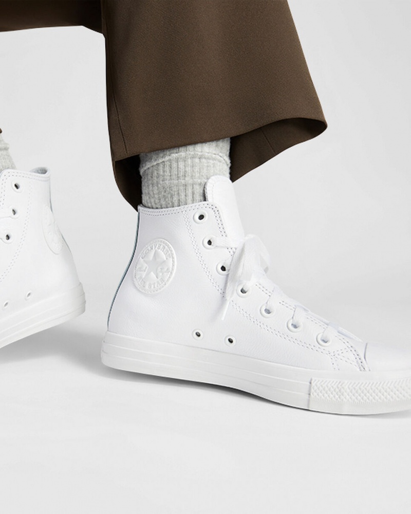 Converse Chuck Taylor All Star Læder Hvide | 46593HVBO