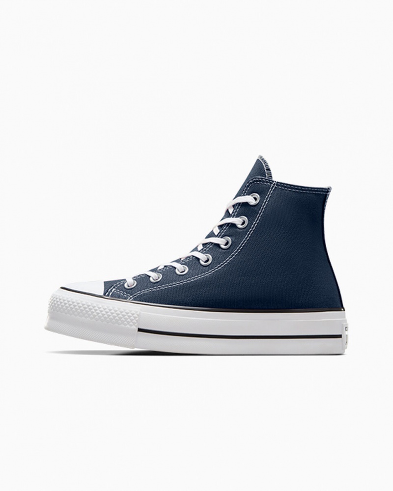 Converse Chuck Taylor All Star Lift Platform Mørkeblå Hvide Sort | 40517ZKIU