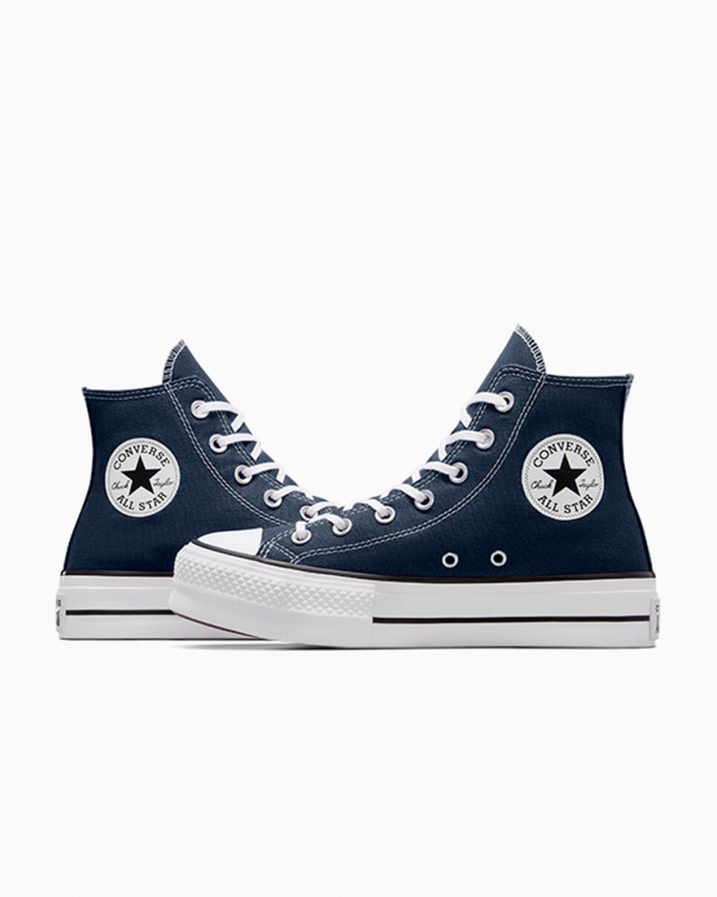 Converse Chuck Taylor All Star Lift Platform Mørkeblå Hvide Sort | 40517ZKIU