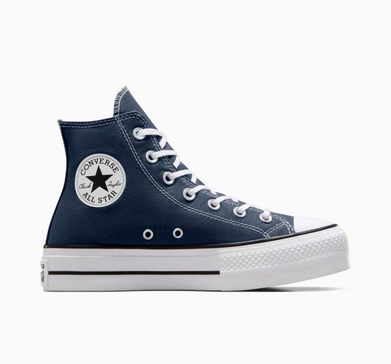 Converse Chuck Taylor All Star Lift Platform Mørkeblå Hvide Sort | 40517ZKIU