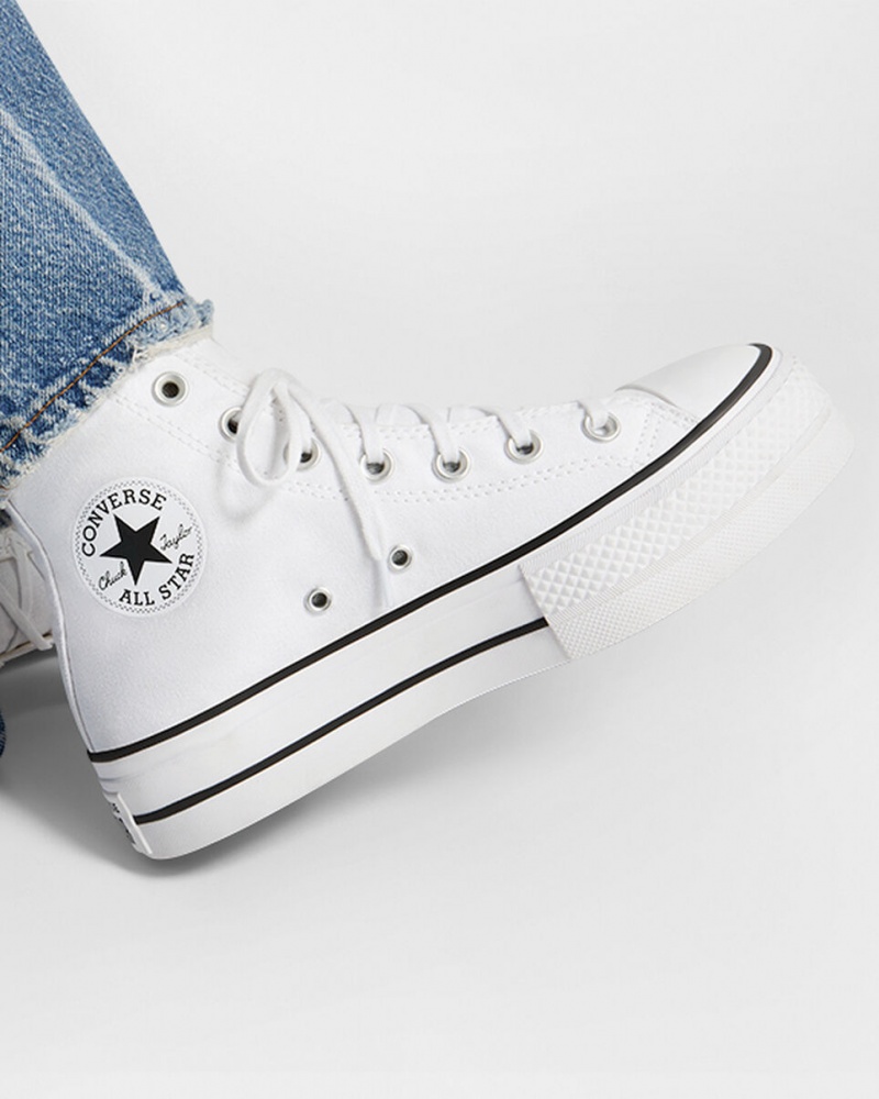 Converse Chuck Taylor All Star Lift Platform Hvide Sort Hvide | 61974WMRS