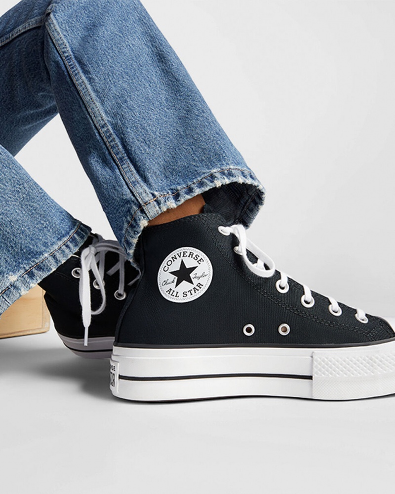 Converse Chuck Taylor All Star Lift Platform Sort Hvide Hvide | 71894EVUN