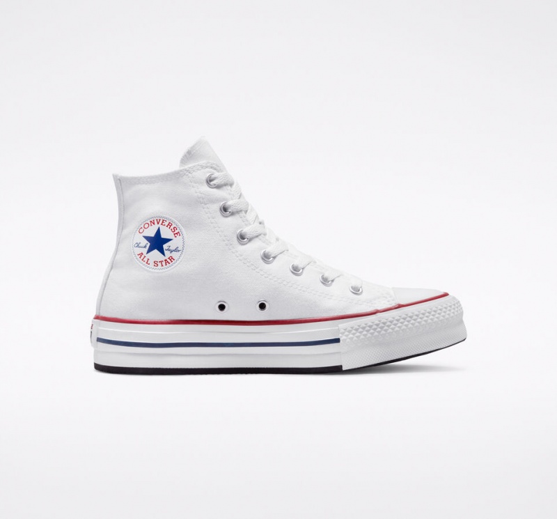 Converse Chuck Taylor All Star Lift Platform Hvide Mørkeblå | 78354WTFD