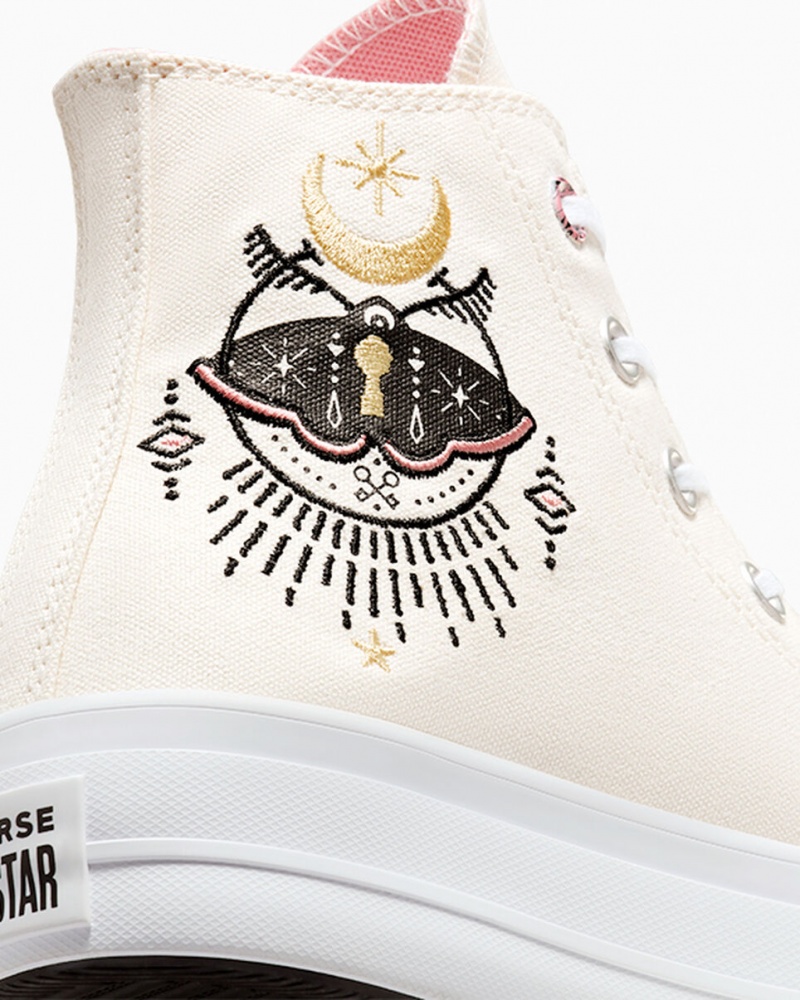 Converse Chuck Taylor All Star Lift Platform Alchemy Embroidery Sort Lyserød | 95076IXHN