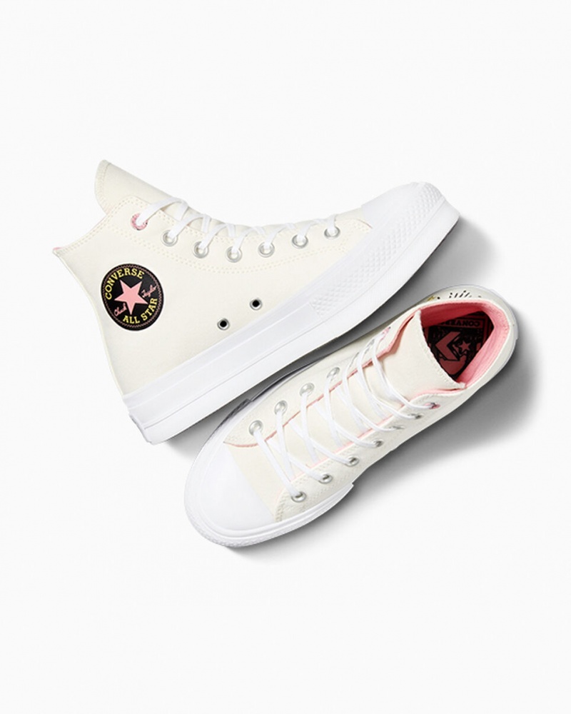 Converse Chuck Taylor All Star Lift Platform Alchemy Embroidery Sort Lyserød | 95076IXHN