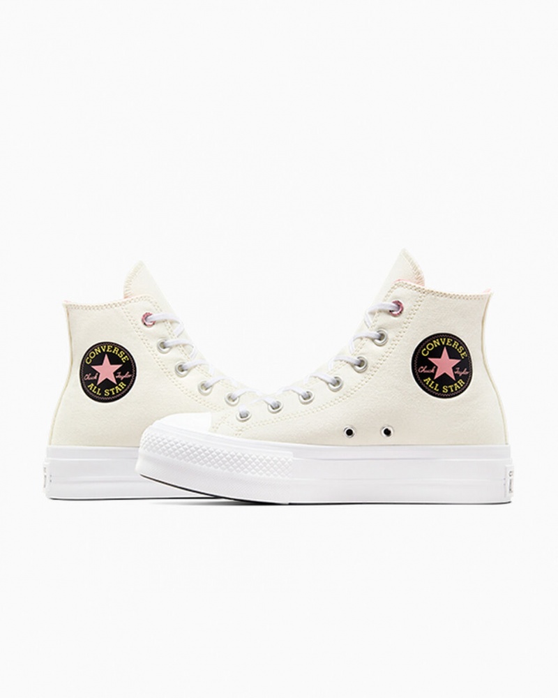 Converse Chuck Taylor All Star Lift Platform Alchemy Embroidery Sort Lyserød | 95076IXHN