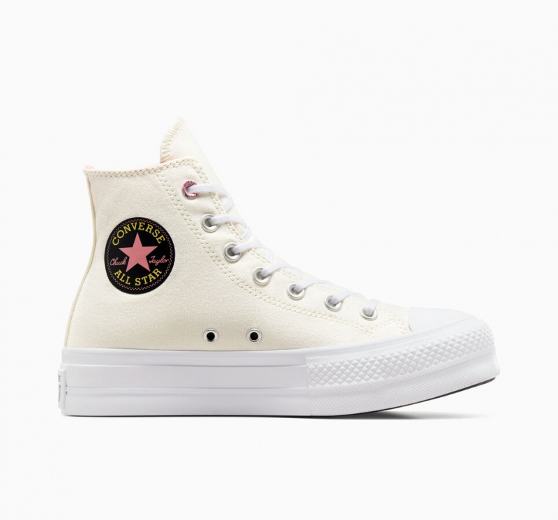 Converse Chuck Taylor All Star Lift Platform Alchemy Embroidery Sort Lyserød | 95076IXHN