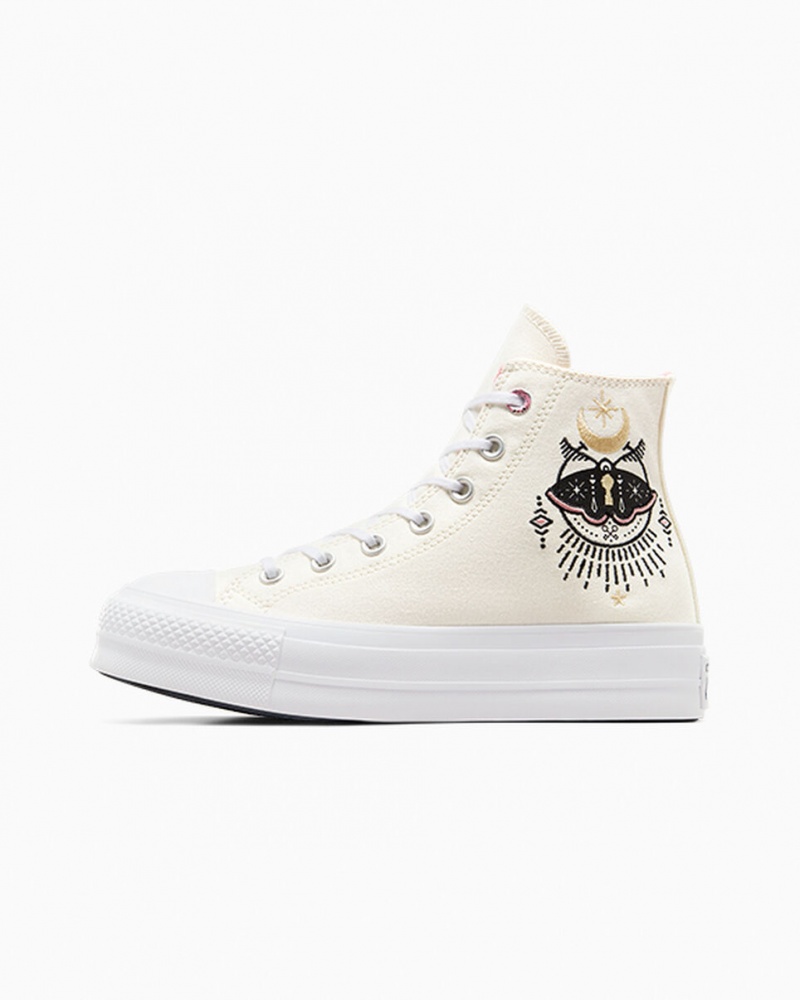 Converse Chuck Taylor All Star Lift Platform Alchemy Embroidery Sort Lyserød | 51329NYHU