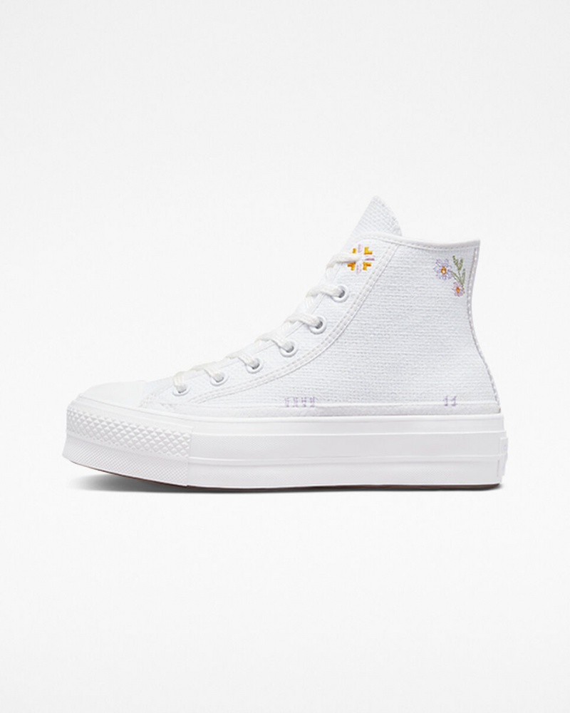 Converse Chuck Taylor All Star Lift Platform Autumn Embroidery Hvide | 97162SDQX