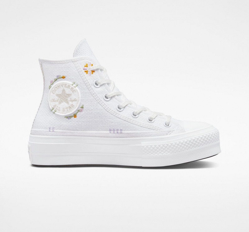 Converse Chuck Taylor All Star Lift Platform Autumn Embroidery Hvide | 97162SDQX