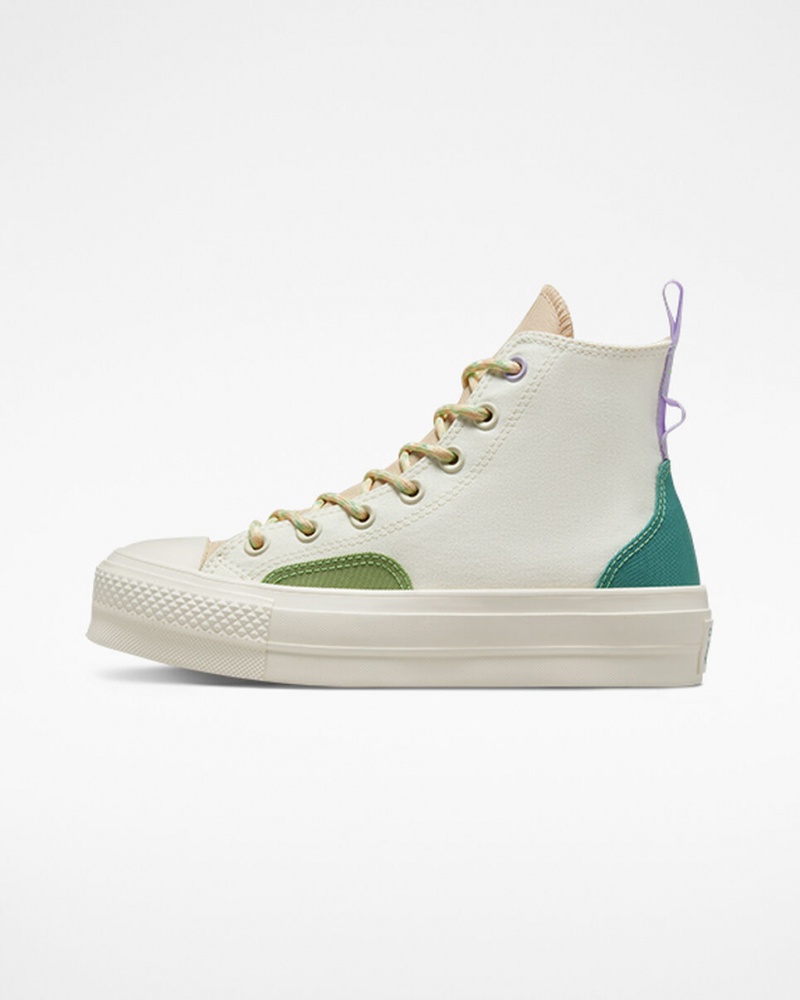 Converse Chuck Taylor All Star Lift Platform Colorblock Overlay Egret / Oat Milk / Algae Coast | 52361XOUC