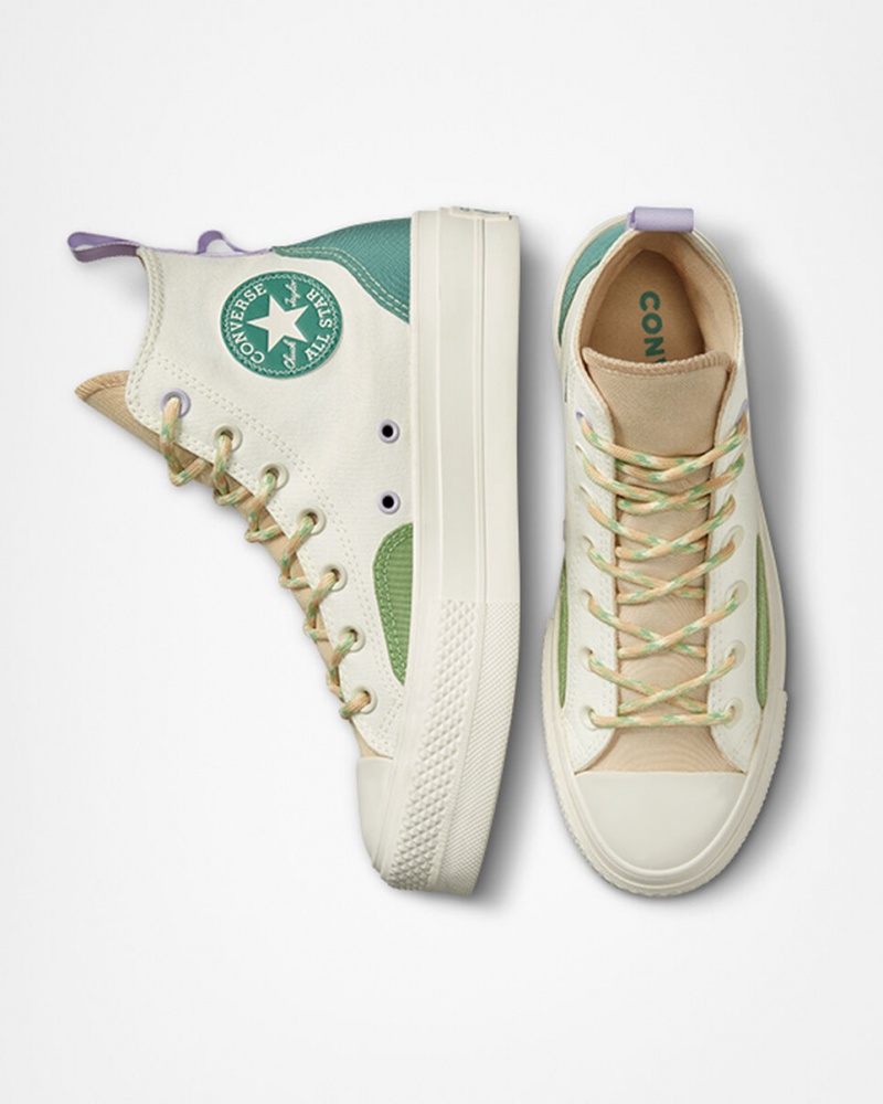 Converse Chuck Taylor All Star Lift Platform Colorblock Overlay Egret / Oat Milk / Algae Coast | 52361XOUC