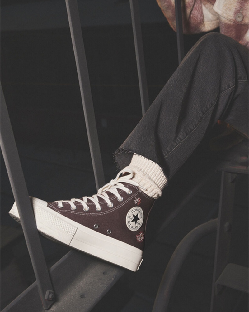 Converse Chuck Taylor All Star Lift Platform Crafted Evolution Brune Lyserød | 23164FHNE