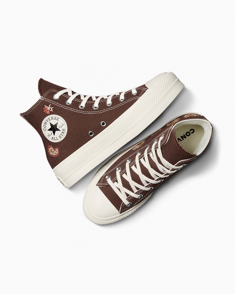 Converse Chuck Taylor All Star Lift Platform Crafted Evolution Brune Lyserød | 23164FHNE