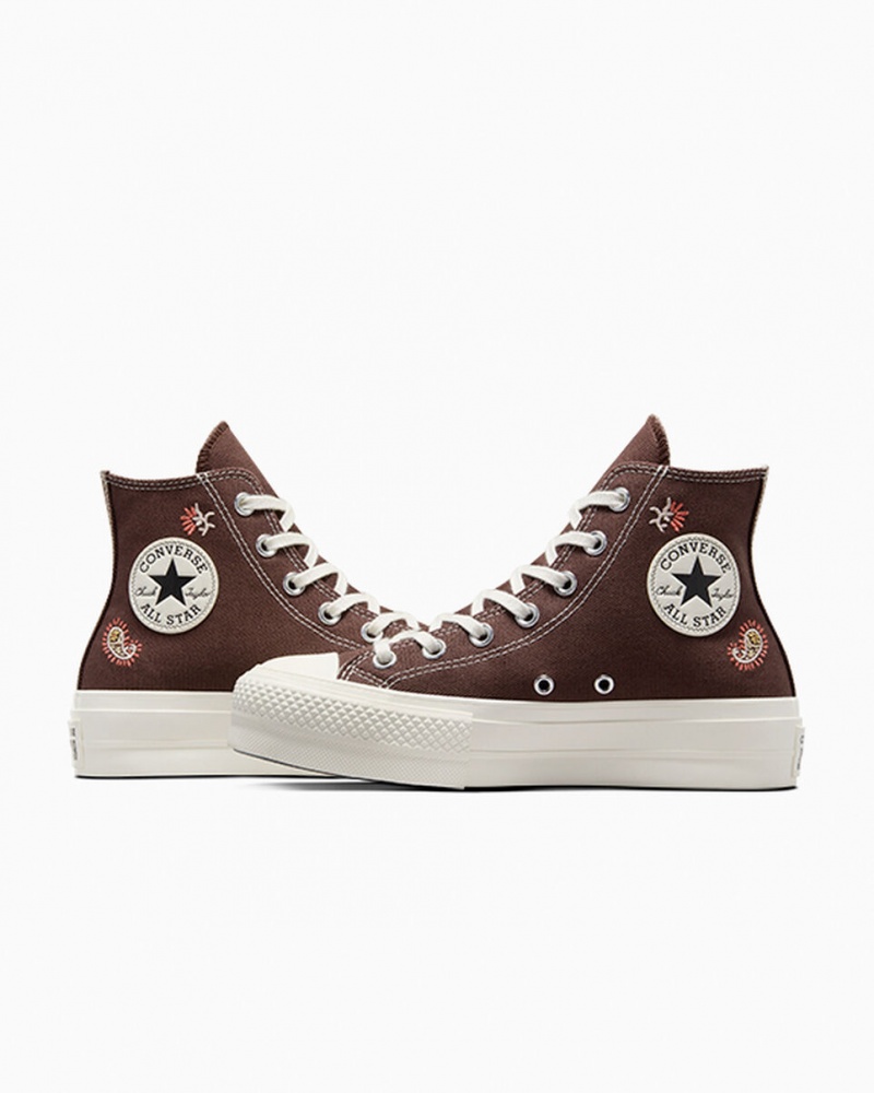 Converse Chuck Taylor All Star Lift Platform Crafted Evolution Brune Lyserød | 23164FHNE