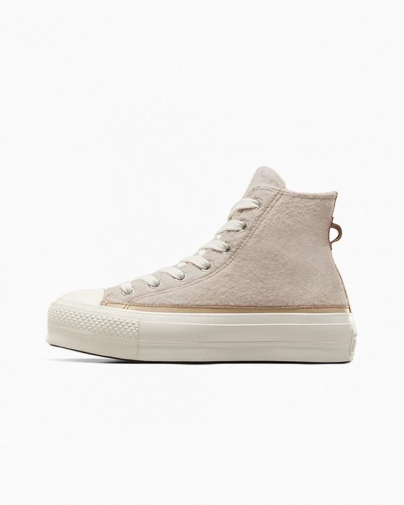 Converse Chuck Taylor All Star Lift Platform Faux Mohair Egret / Epic Dune / Egret | 50498UDCF