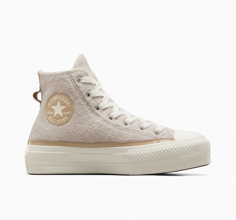 Converse Chuck Taylor All Star Lift Platform Faux Mohair Egret / Epic Dune / Egret | 50498UDCF