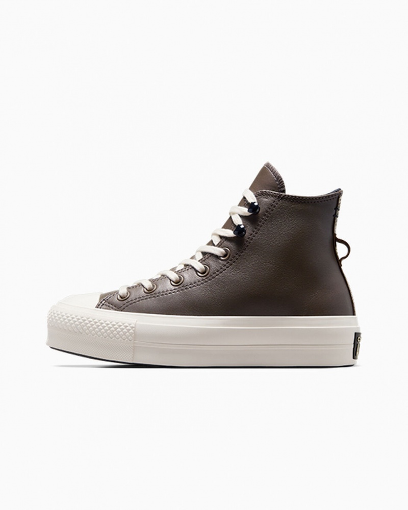 Converse Chuck Taylor All Star Lift Platform Fleece-Forede Læder Sort | 93184ACVI