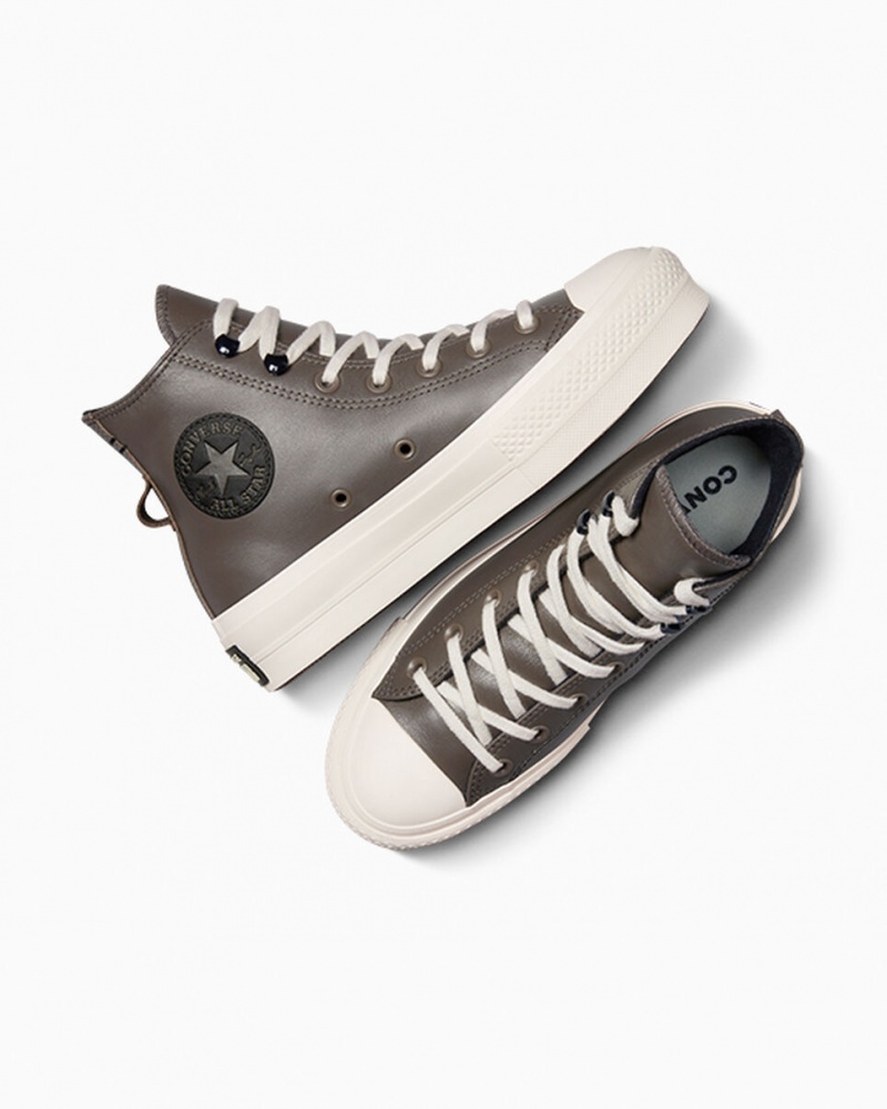 Converse Chuck Taylor All Star Lift Platform Fleece-Forede Læder Sort | 93184ACVI