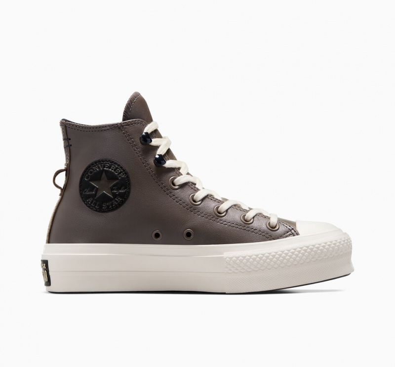 Converse Chuck Taylor All Star Lift Platform Fleece-Forede Læder Sort | 93184ACVI