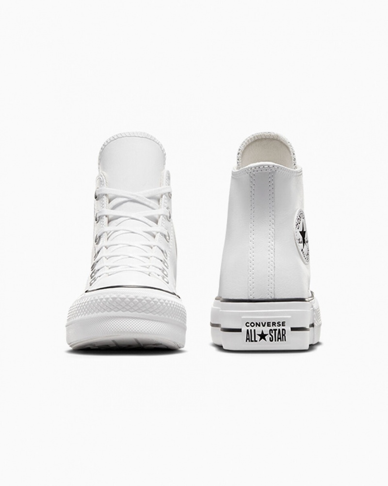 Converse Chuck Taylor All Star Lift Platform Læder Hvide Sort Hvide | 80643PVIR