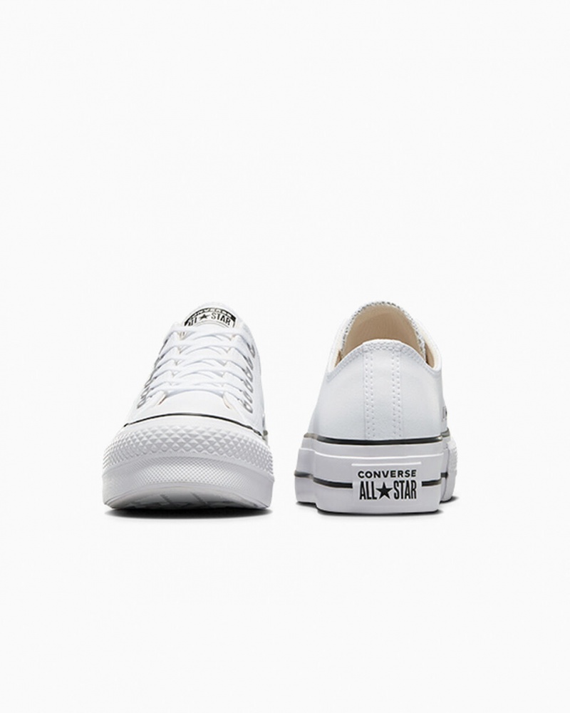 Converse Chuck Taylor All Star Lift Platform Læder Hvide Sort Hvide | 85793MHRW