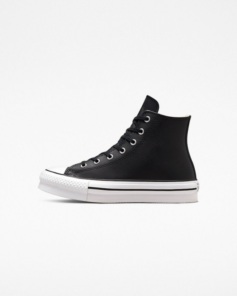 Converse Chuck Taylor All Star Lift Platform Læder Sort Hvide | 63498YXPT