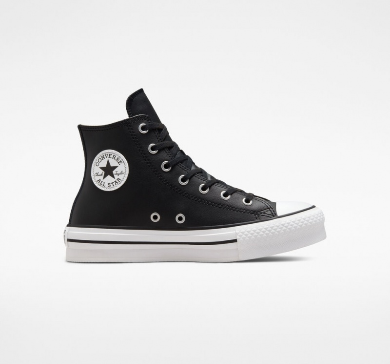 Converse Chuck Taylor All Star Lift Platform Læder Sort Hvide | 63498YXPT