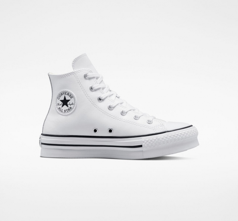 Converse Chuck Taylor All Star Lift Platform Læder Hvide Sort | 13286LUYR