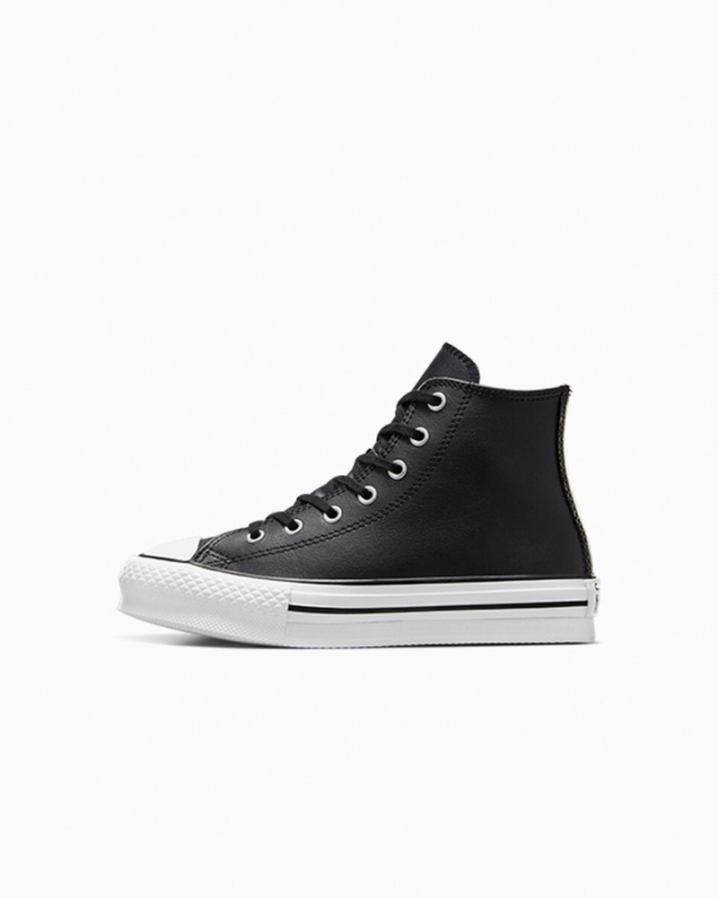 Converse Chuck Taylor All Star Lift Platform Læder Sort Hvide | 20657MBRX