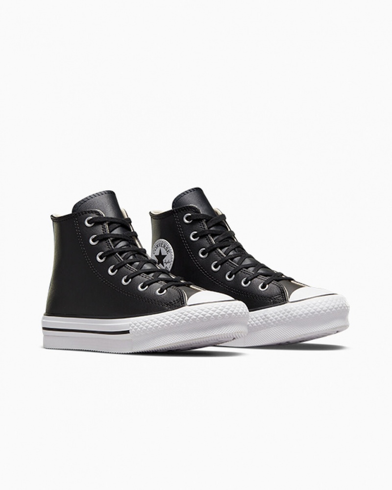 Converse Chuck Taylor All Star Lift Platform Læder Sort Hvide | 20657MBRX