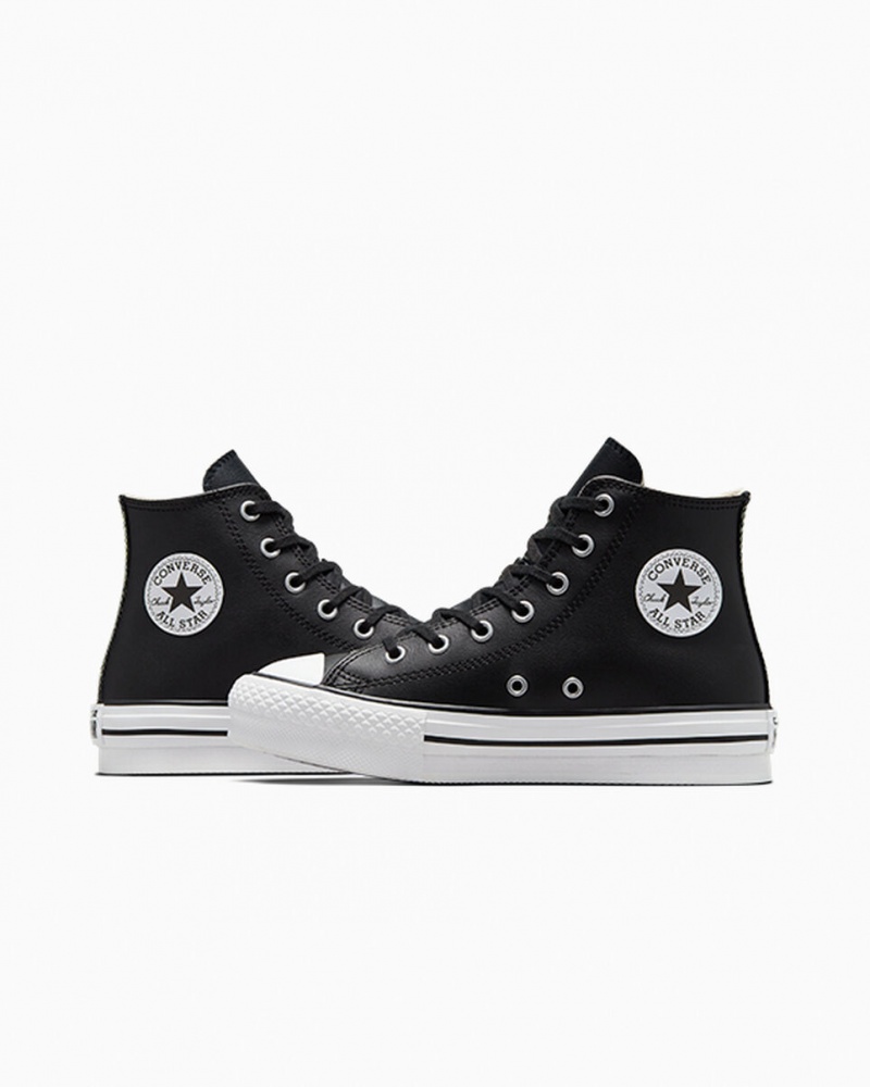 Converse Chuck Taylor All Star Lift Platform Læder Sort Hvide | 20657MBRX