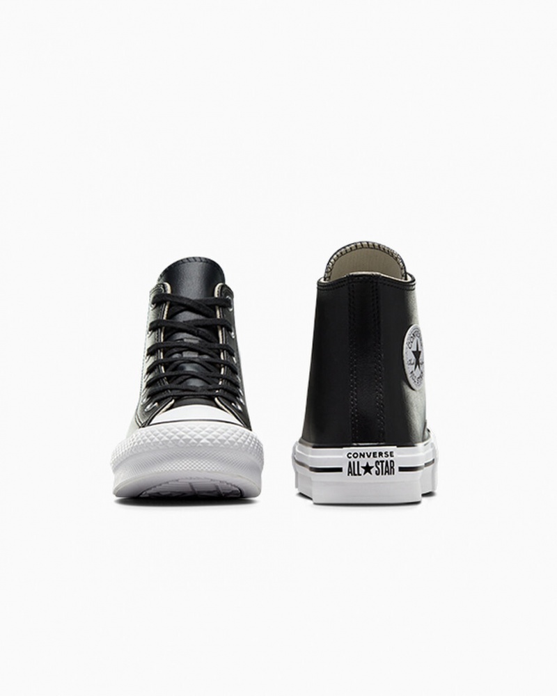 Converse Chuck Taylor All Star Lift Platform Læder Sort Hvide | 20657MBRX