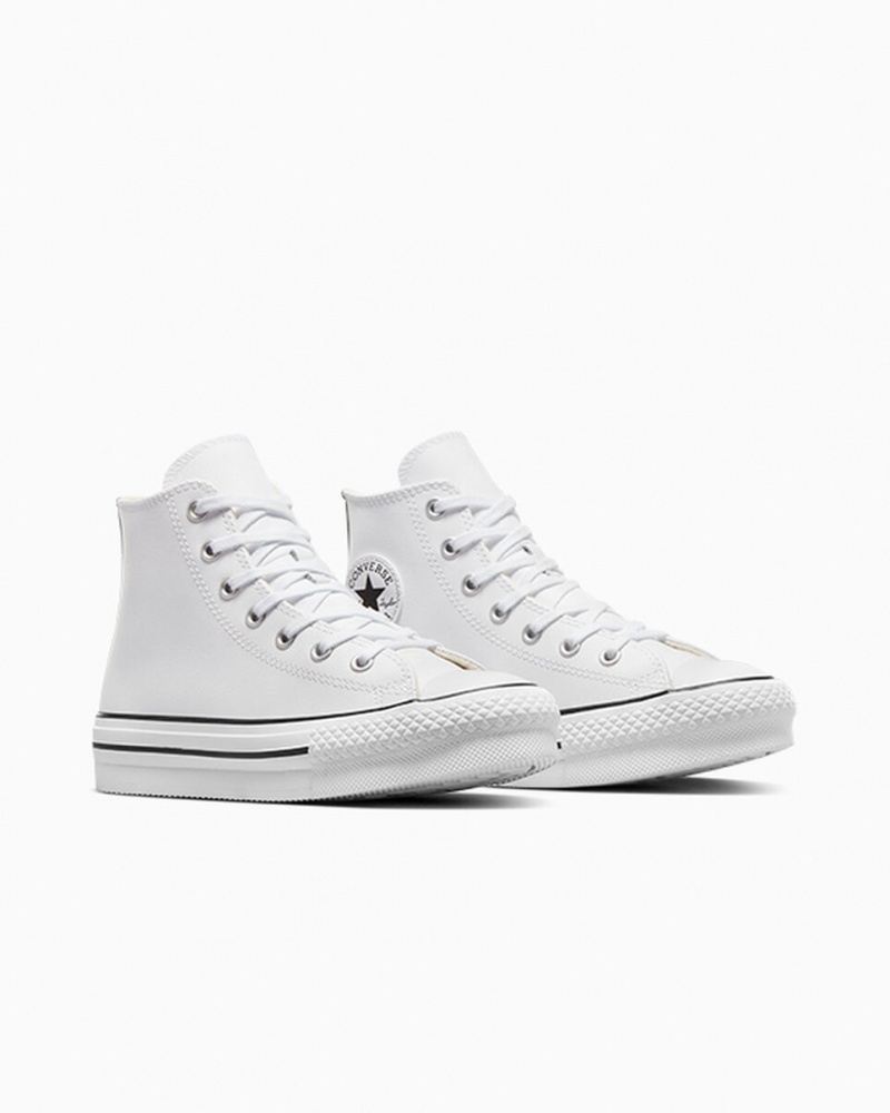 Converse Chuck Taylor All Star Lift Platform Læder Hvide Sort | 45981MLIW