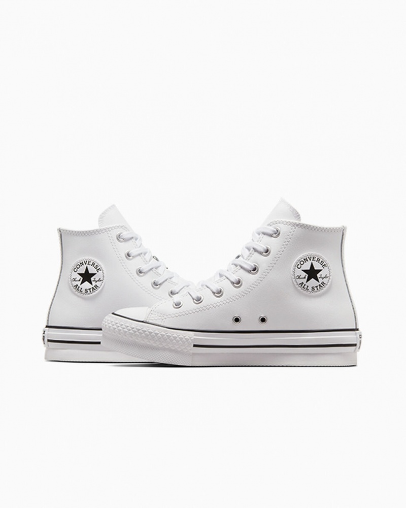 Converse Chuck Taylor All Star Lift Platform Læder Hvide Sort | 45981MLIW