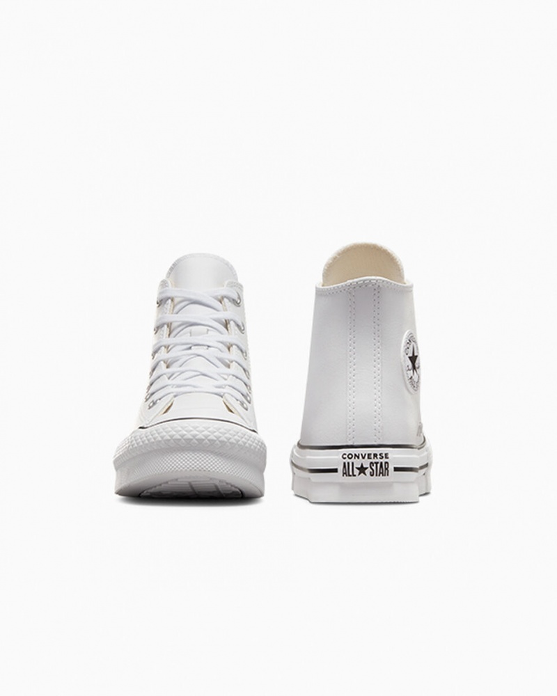 Converse Chuck Taylor All Star Lift Platform Læder Hvide Sort | 45981MLIW