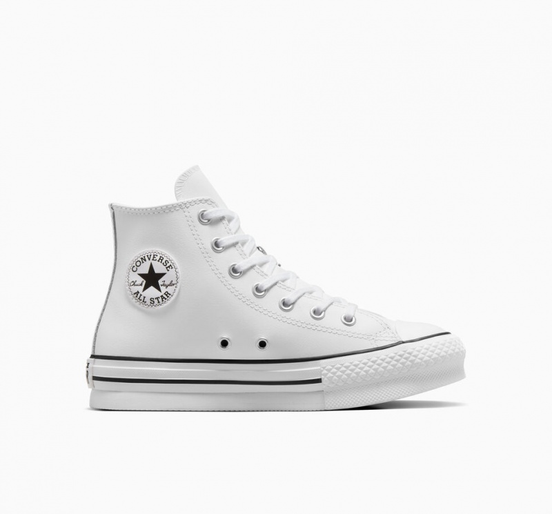 Converse Chuck Taylor All Star Lift Platform Læder Hvide Sort | 45981MLIW