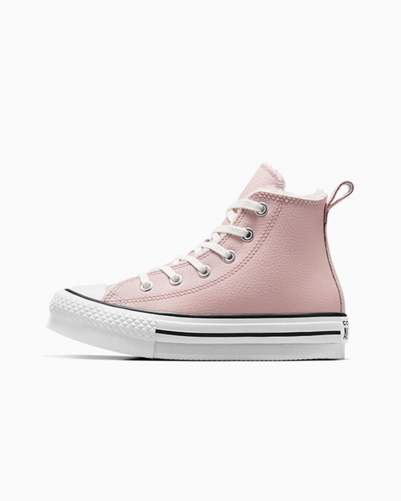 Converse Chuck Taylor All Star Lift Platform Læder & Faux Fur Lyserød Hvide Sort | 75438LOGY