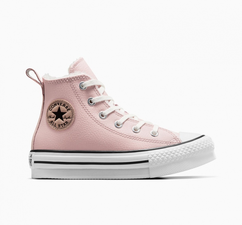 Converse Chuck Taylor All Star Lift Platform Læder & Faux Fur Lyserød Hvide Sort | 75438LOGY