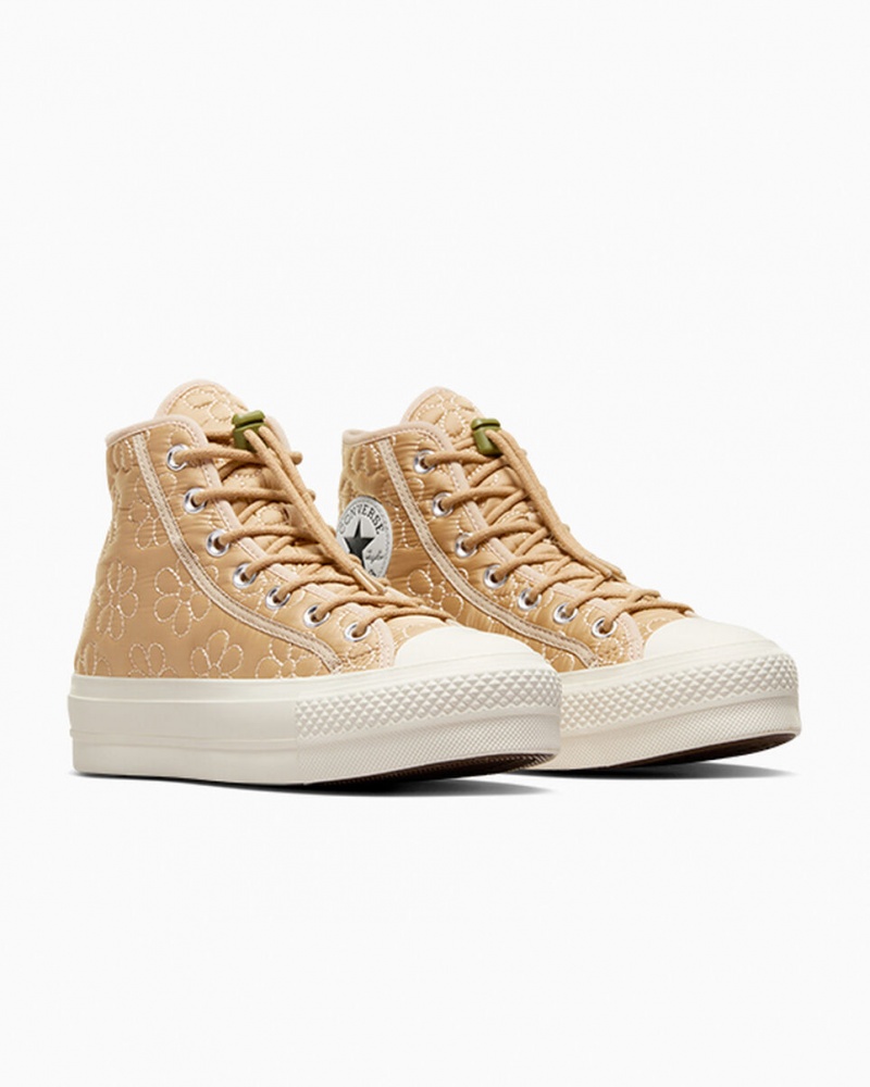 Converse Chuck Taylor All Star Lift Platform Quiltet Khaki | 27498MAPG