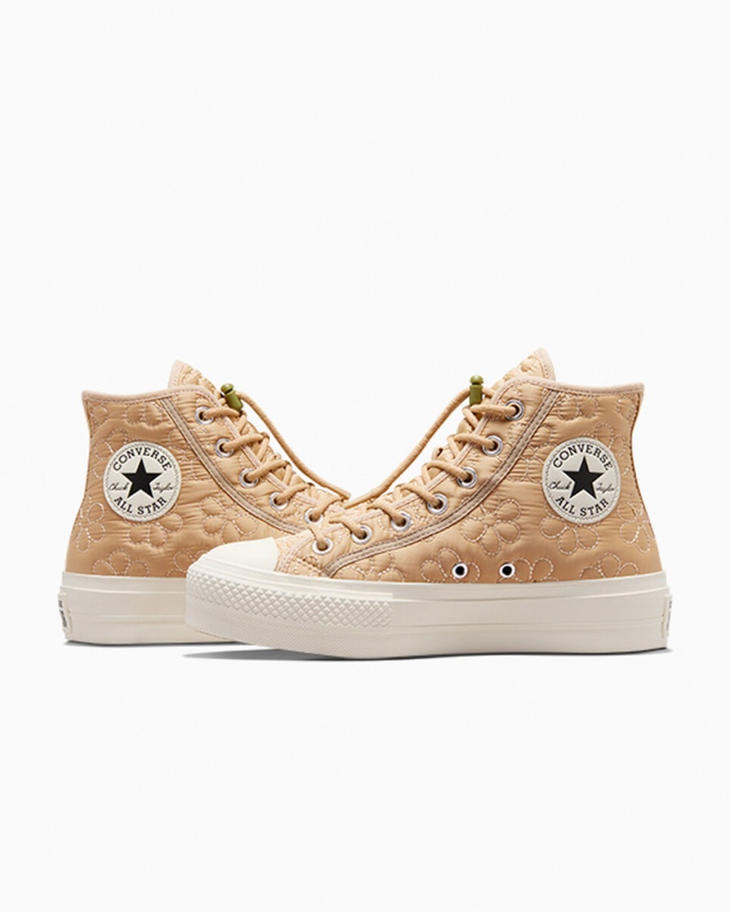 Converse Chuck Taylor All Star Lift Platform Quiltet Khaki | 27498MAPG