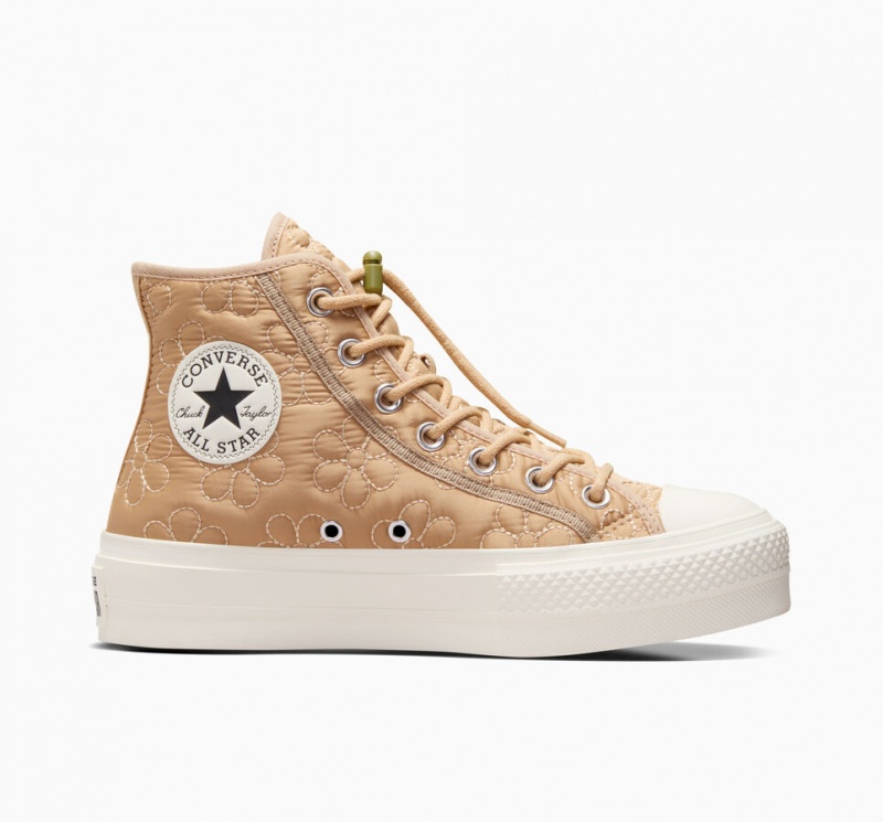 Converse Chuck Taylor All Star Lift Platform Quiltet Khaki | 27498MAPG