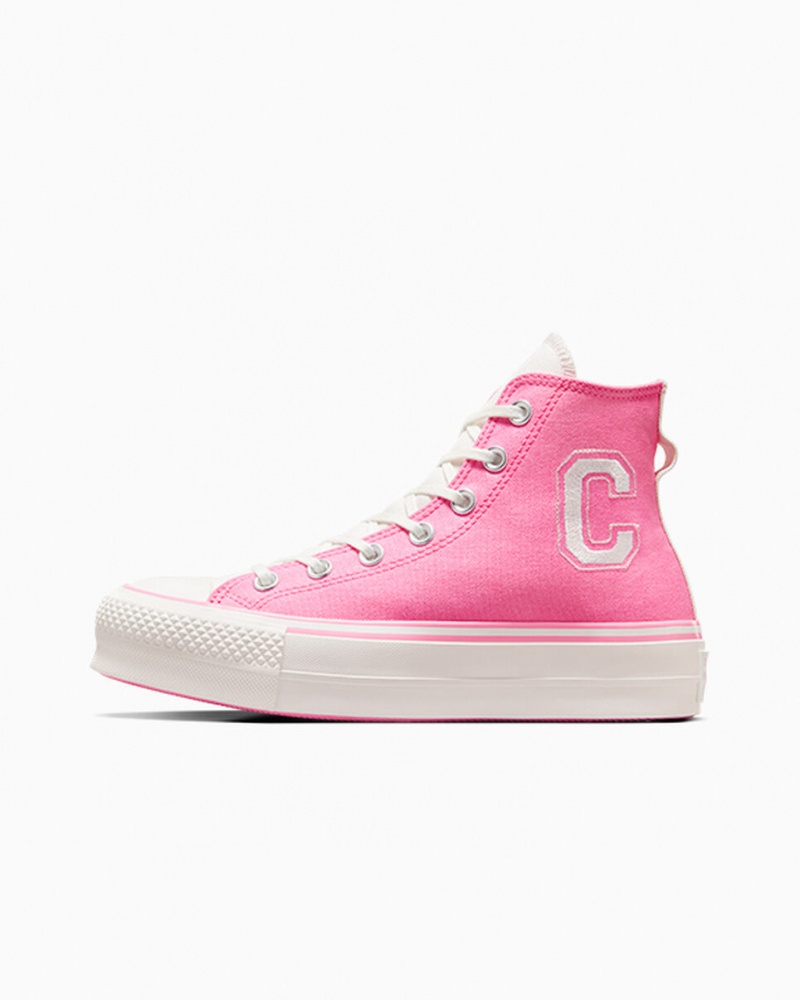 Converse Chuck Taylor All Star Lift Platform Retro Varsity Lyserød Lyserød | 61324WDQH